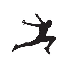 Fototapeta premium Silhouette of a man in a dynamic running pose Keywords: silhouette, man, runner, running
