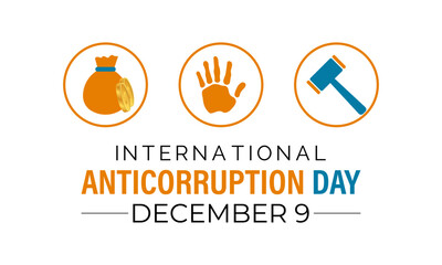 International Anti-Corruption Day promotes integrity, transparency, and the fight against corruption worldwide. Hand giving bribe crossed by a red stop sign, symbolizing corruption prevention Banner.