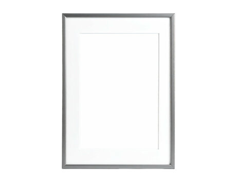 Vertical rectangular frame with white mat and empty center against a black backdrop