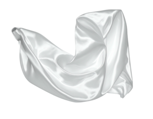 Floating, fluid, white fabric, possibly silk, billowing in an invisible breeze