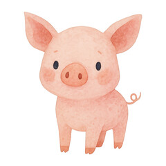 Fototapeta premium PNG Cute watercolor pig illustration.