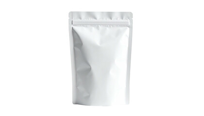 A pristine white pouch with a zipper, standing tall against a dark background
