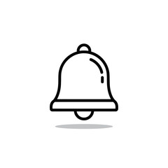 Minimalist Black Outline Bell Notification Vector Illustration with Subtle Shadow