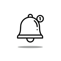 Minimalist Outline Notification Bell with Unread Message Counter Vector Illustration