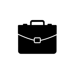 Professional Business Briefcase Solid Black Vector Icon Illustration