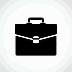 Minimalist Black Briefcase Vector Illustration with Flat Design Style