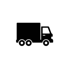 Minimalist Solid Black Delivery Truck Vector Icon Illustration