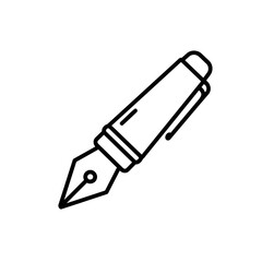 Minimalist Black Outline Fountain Pen Vector Illustration Icon