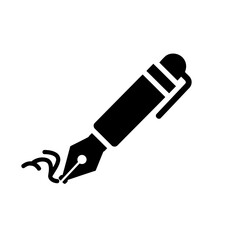 Elegant Black Fountain Pen Writing Vector Illustration