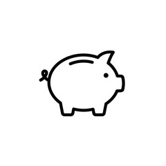 Minimalist Black Outline Piggy Bank Vector Illustration for Savings and Financial Concepts