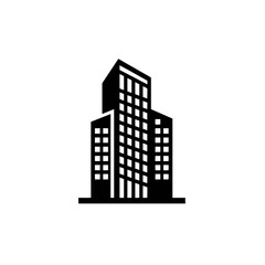 Modern Geometric High-Rise Building Vector Illustration in Black and White