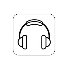 Minimalist Black Outline Headphones Vector Illustration Icon