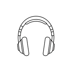 Minimalist Black Outline Over-Ear Headphones Vector Illustration