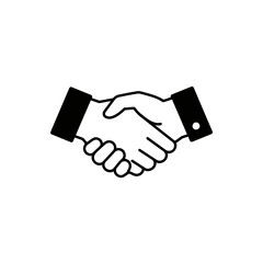 Black and White Minimalist Handshake Vector Illustration for Business Agreement