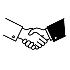 Simple Monochrome Business Handshake Deal Vector Illustration