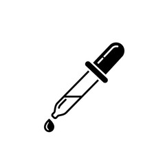 Minimalist Black Dropper with Falling Liquid Drop Vector Illustration