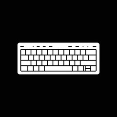 Minimalist White Outline Computer Keyboard Vector Illustration on Black Background