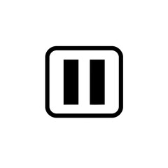 Minimalist Black and White Pause Icon Vector Illustration with Rounded Square Frame