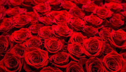 Lush arrangement of many vibrant red blooming flowers