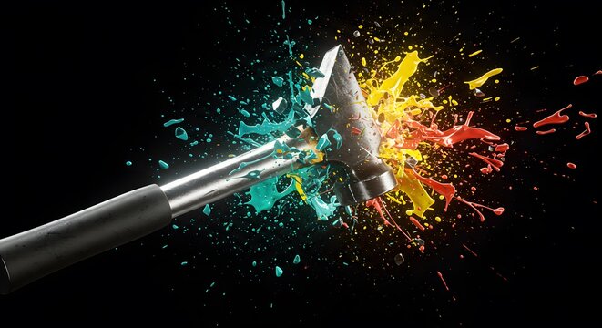 Hammer impact paint splashes