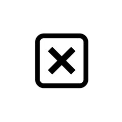 Obraz premium Minimalist Black X Mark in Rounded Square Frame Vector Icon Illustration