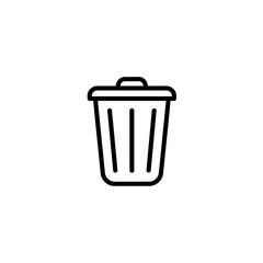 Minimalist Black Outline Trash Can Vector Illustration