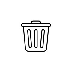 Minimalist Black Outline Trash Can Vector Icon Illustration
