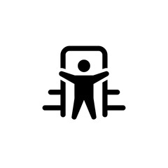 Minimalist Black Silhouette Vector Illustration of a Person Standing in a Frame or Gateway