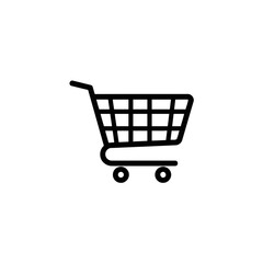 Minimalist Black Outline Shopping Cart Vector Illustration