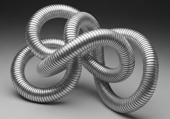 Intertwined Metal Hose Sculpture - A Study in Form and Texture.
