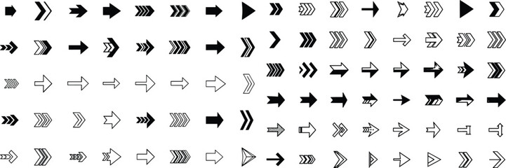 Variety of Arrow Designs Vector Collection Pointing Right Different Styles and Directions