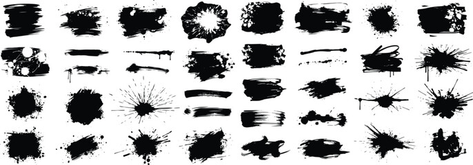 Abstract Ink Splatter Grunge Texture Background Vector Collection Black Paintbrush Elements
