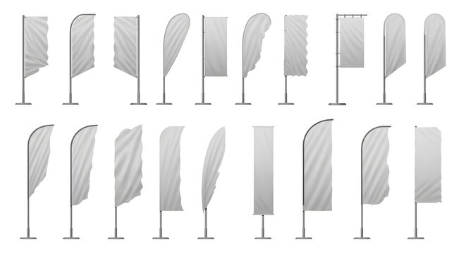 Blank advertising flags mockups