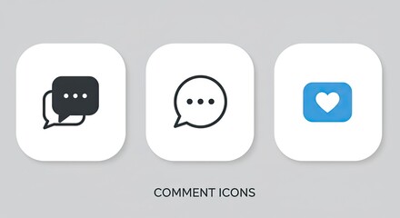 Modern comment and like icons perfect for social media, website design, and app interfaces, conveying communication, feedback, and engagement