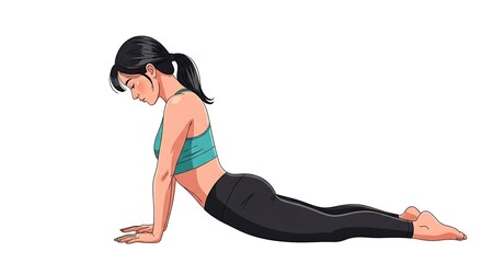 Woman Practicing Yoga - Upward-Facing Dog Pose for Flexibility and Strength.