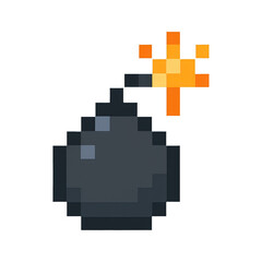 PNG Pixelated retro bomb illustration.