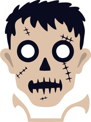 Funny cartoon man with skull head and vampire smile