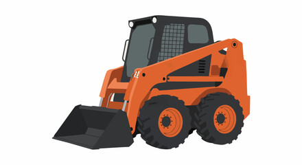 Orange compact skid steer loader heavy equipment vehicle.