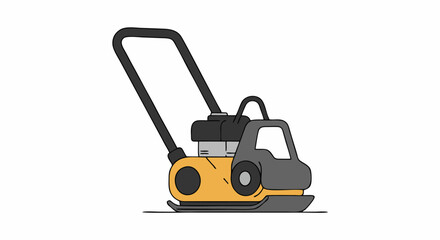 Fototapeta premium Yellow and gray plate compactor for soil and asphalt compaction.