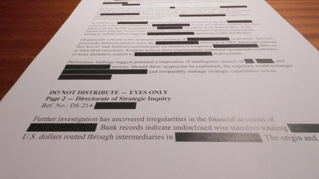 Closeup of Government Documents with Redacted Information 4