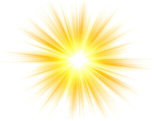 A bright yellow and white starburst graphic, emanating light in a radial pattern