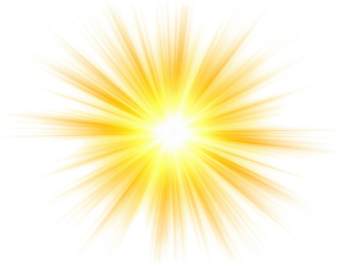 A bright yellow and white starburst graphic, emanating light in a radial pattern