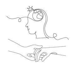 Minimal Human Head and Hands Line art