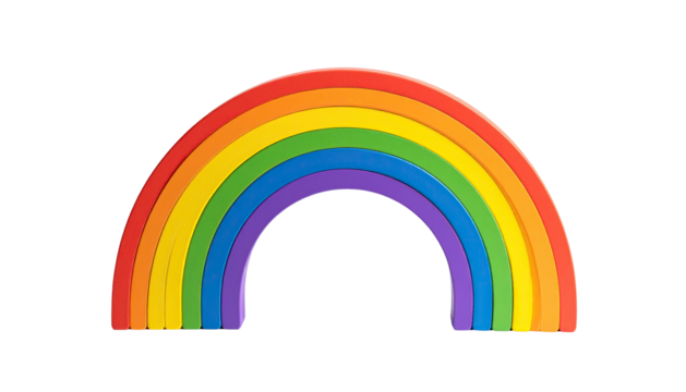 Vivid, semi-circular, layered arch of bright colors against a stark black background