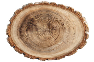 Fototapeta premium Detailed cross section of a tree trunk showing annual growth rings and natural wood texture