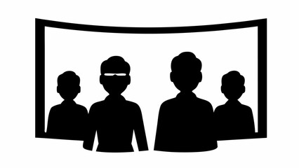 Dynamic audience silhouette watching a presentation at a modern conference, promoting engagement and participation