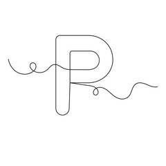 Obraz premium Alphabet single line art, continuous one line drawing of Isolated outline vector icon 