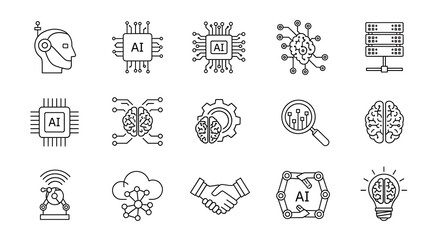 Artificial Intelligence Icons - A Comprehensive Set for AI Concepts.