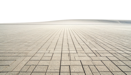 Low angle shot of tiled surface with a stylized horizon against a black sky