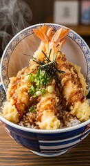 Delicious Tempura Donburi Bowl - A Japanese Culinary Delight.